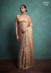 Sanika Premium Golden Silk Saree with Polka Design & Zarkan Border