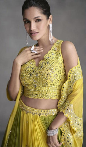 Yellow Color Georgette Lehenga