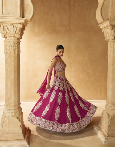 Exclusive Purple Color Georgette Designer Lehenga