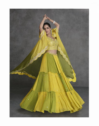 Yellow Color Georgette Lehenga