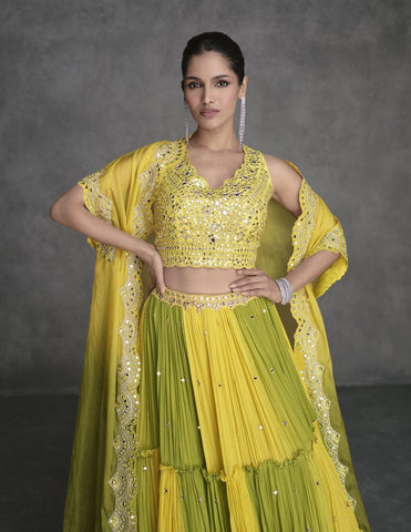 Yellow Color Georgette Lehenga