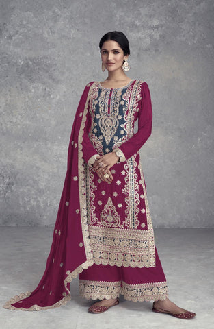 Wine Color Real Chinon Pakistani Suit