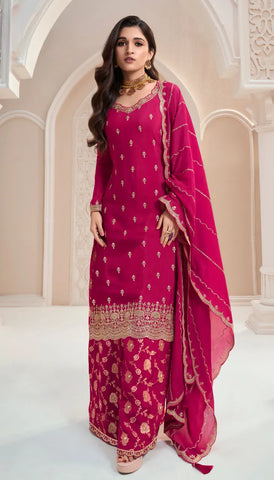 Rani Chinon Embroidery Designer Dress - Top, Bottom, and Dupatta Set