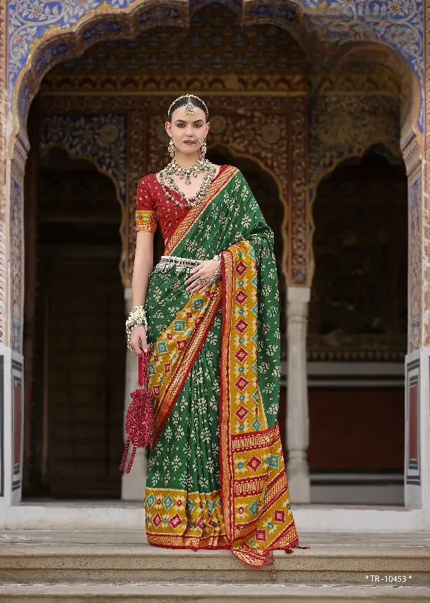 Majestic Green and Red Bridal Saree - A Perfect Blend of Tradition and Royal