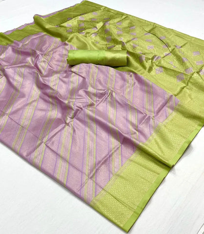 Elegant Handloom Weaving Silk Saree with Intricate Patterns and Blouse Piece