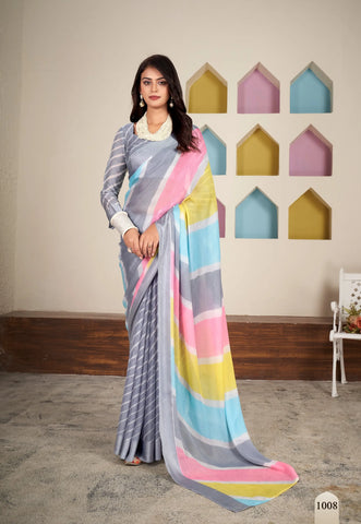 Beautiful Pure Zari Chiffon Saree with Intricate Weaving Border