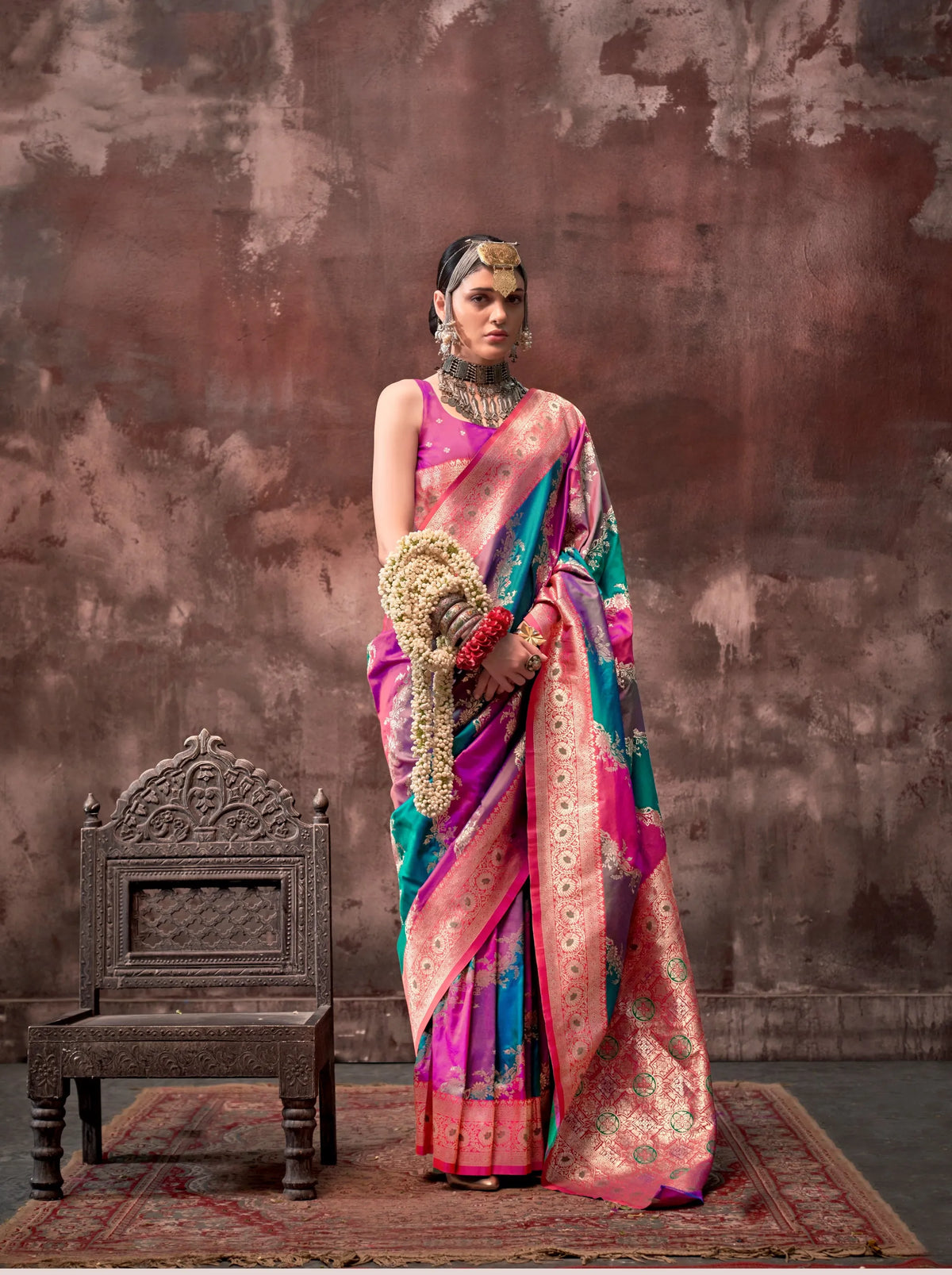 Purple Handloom Weaving Silk Saree – Traditional Design | Perfect for Weddings & Special Occasions