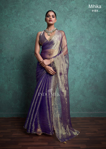 Mihika Purple Gold Silk Saree – Elegant Wedding & Party Wear