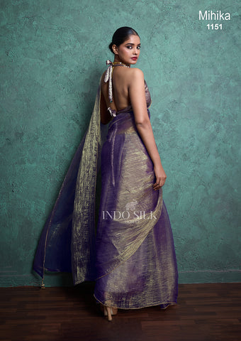 Mihika Purple Gold Silk Saree – Elegant Wedding & Party Wear