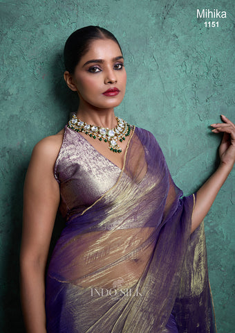 Mihika Purple Gold Silk Saree – Elegant Wedding & Party Wear