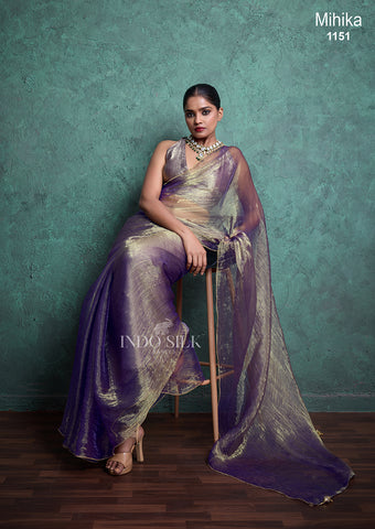 Mihika Purple Gold Silk Saree – Elegant Wedding & Party Wear