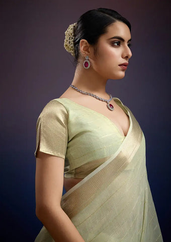 Indo Silk Mint Green Sarees Crafted With A Blend Of Linen And Silk Offer A Unique Combination Of Texture And Elegance