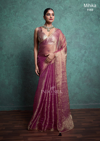 Mihika Magenta Gold Silk Saree – Designer Wedding & Party Wear