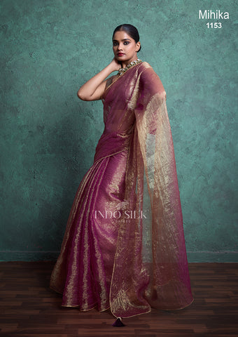 Mihika Magenta Gold Silk Saree – Designer Wedding & Party Wear