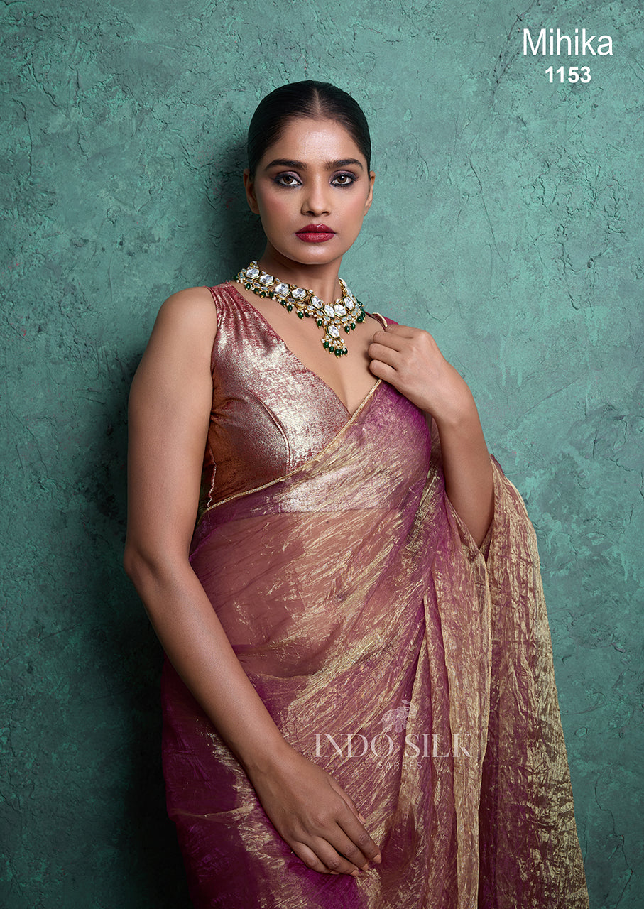 Mihika Magenta Gold Silk Saree – Designer Wedding & Party Wear