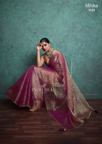 Mihika Magenta Gold Silk Saree – Designer Wedding & Party Wear