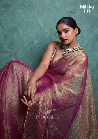 Mihika Magenta Gold Silk Saree – Designer Wedding & Party Wear