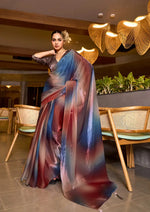 Indo Silk Wine Red & Navy Blue Sarees Crafted With Fendy Satin Blend Traditional Elegance And Modern Luxury