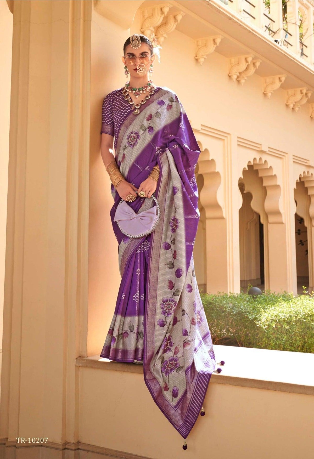 Cotton Silk Saree In Purple Color