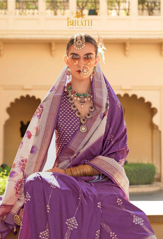 Cotton Silk Saree In Purple Color