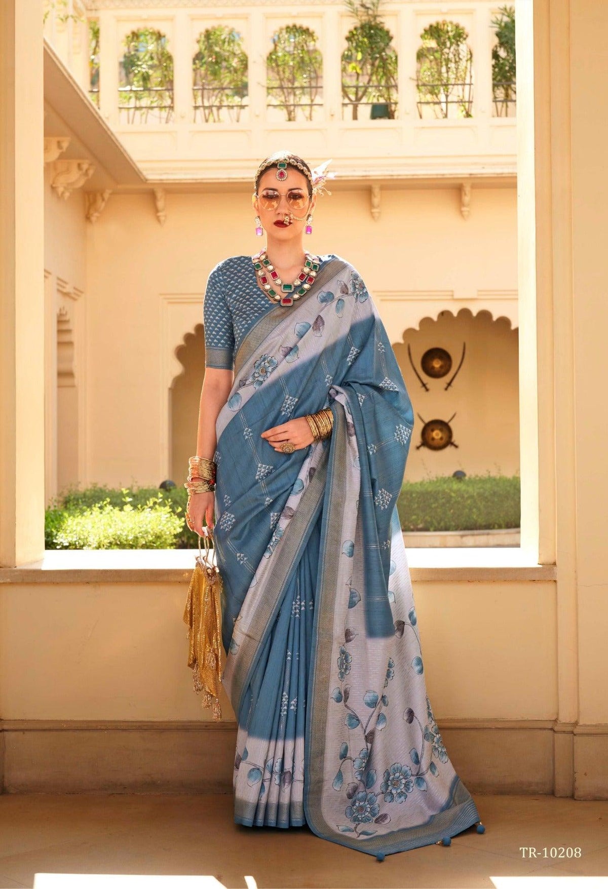 Cotton Silk Saree In Blue color