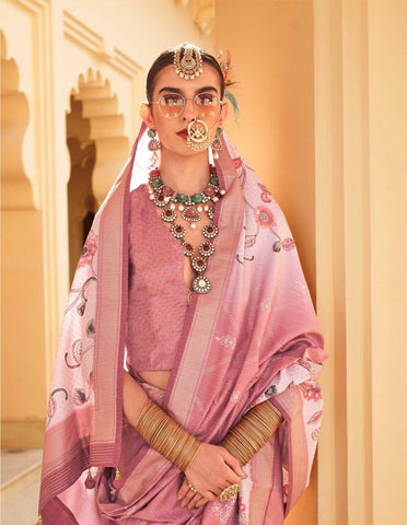 Cotton Silk Saree In pink Color