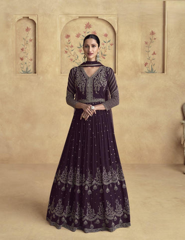 Dark Purple Real georgette Dress