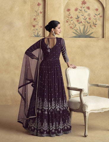 Dark Purple Real georgette Dress