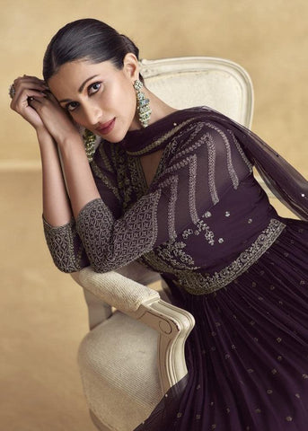 Dark Purple Real georgette Dress