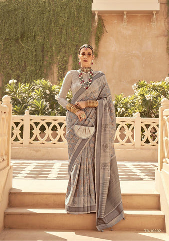 Brown color designer raw silk saree - indosilk