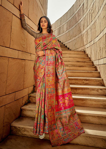 Beige Color Kashmiri Modal Printed Saree