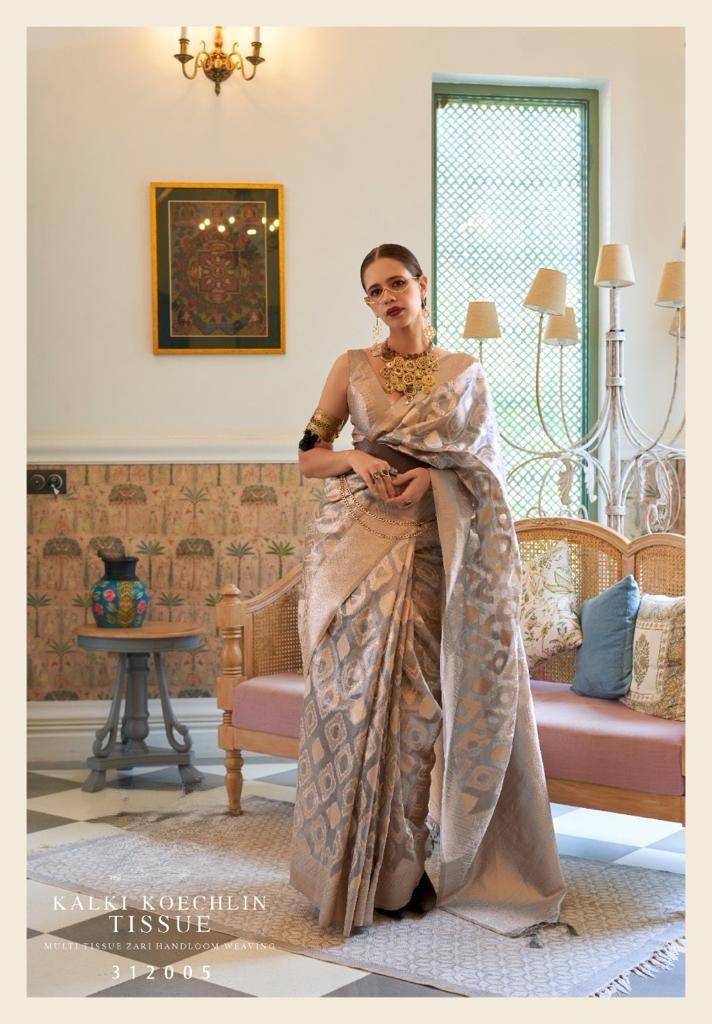 Kalki Koechlin Tissue Multi Zari Tissue Handloom Weaving Saree – Elegant Designer Wear for Women