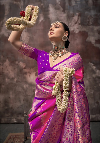 Pink Handloom Weaving Silk Saree – Traditional Design | Perfect for Weddings & Special Occasions