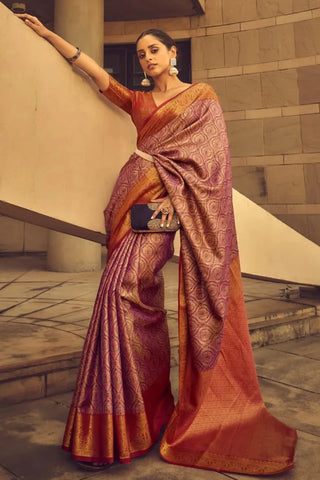 Multicolor Zari Weaving Viscose Silk Saree For Women