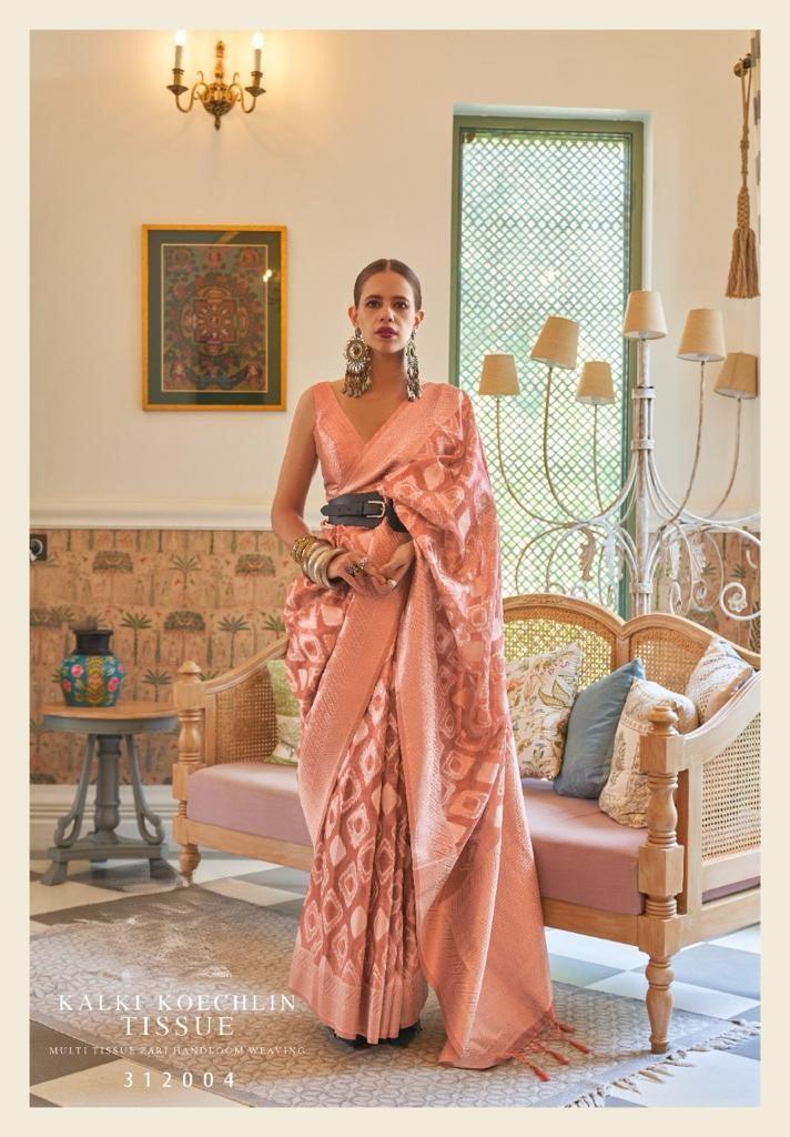 Kalki Koechlin Tissue Multi Zari Tissue Handloom Weaving Saree – Elegant Designer Wear for Women