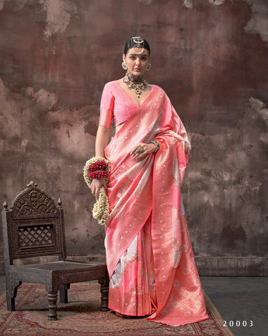 Peach Handloom Weaving Silk Saree – Traditional Design | Perfect for Weddings & Special Occasions