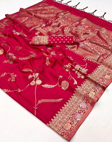 Pure Georgette Handloom Rani Color Saree