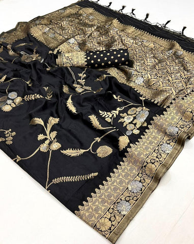 Pure Georgette Handloom black color saree