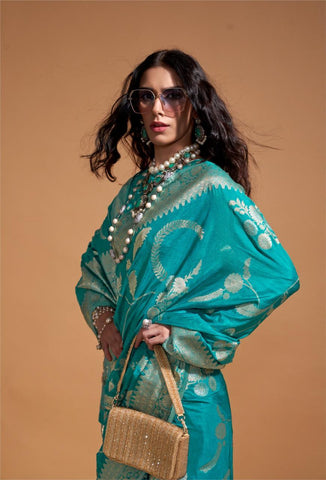 Pure Georgette Handloom sea green