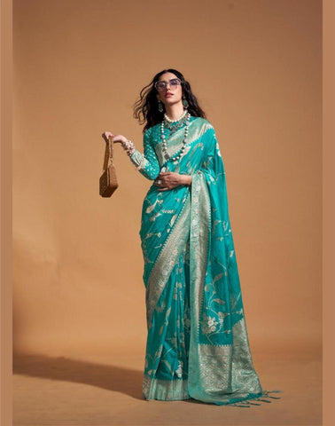 Pure Georgette Handloom sea green