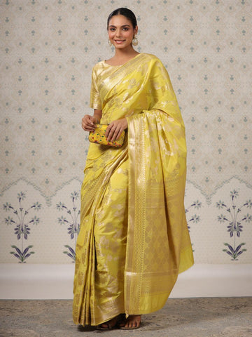 YELLOW COLOR BANARASI WEAVING SILK SAREE