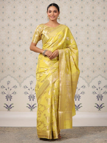 YELLOW COLOR BANARASI WEAVING SILK SAREE