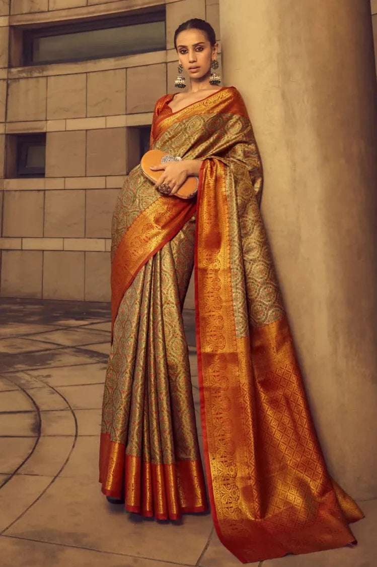 Multicolor Zari Weaving Viscose Silk Saree For Women