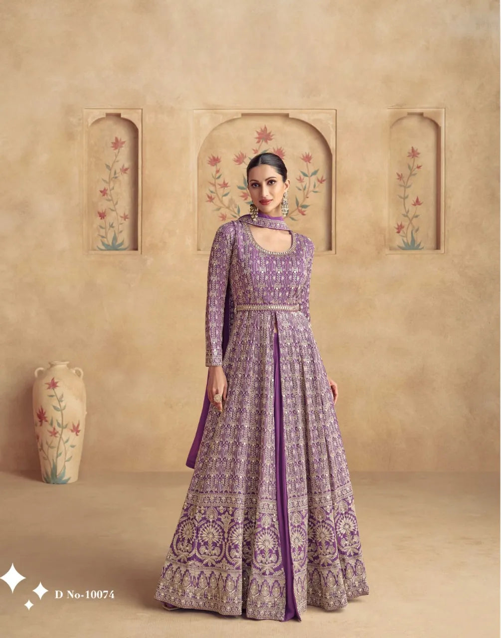 Purple Real Georgette Lehenga Choli with Gold Embroidery – Perfect for Festive & Wedding Occasions