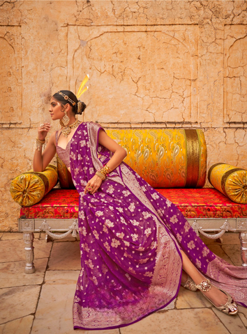 Premium Georgette Saree with Weaving Butta Border and Silky Touch