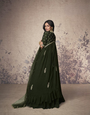 Green Color Premium Silk Suit