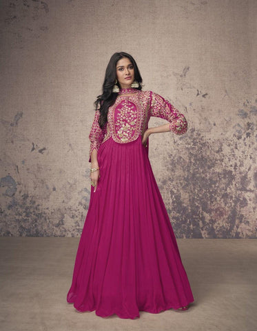 Magenta Color Premium Silk Suit