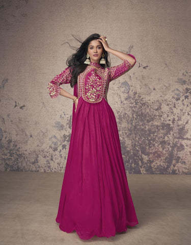 Magenta Color Premium Silk Suit