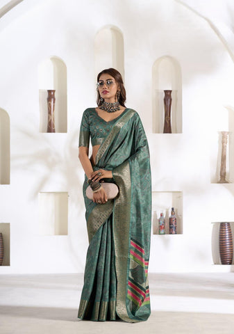 Green Soft Dola Silk saree