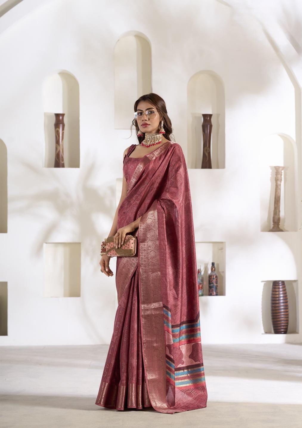 Dark pink Soft Dola Silk saree